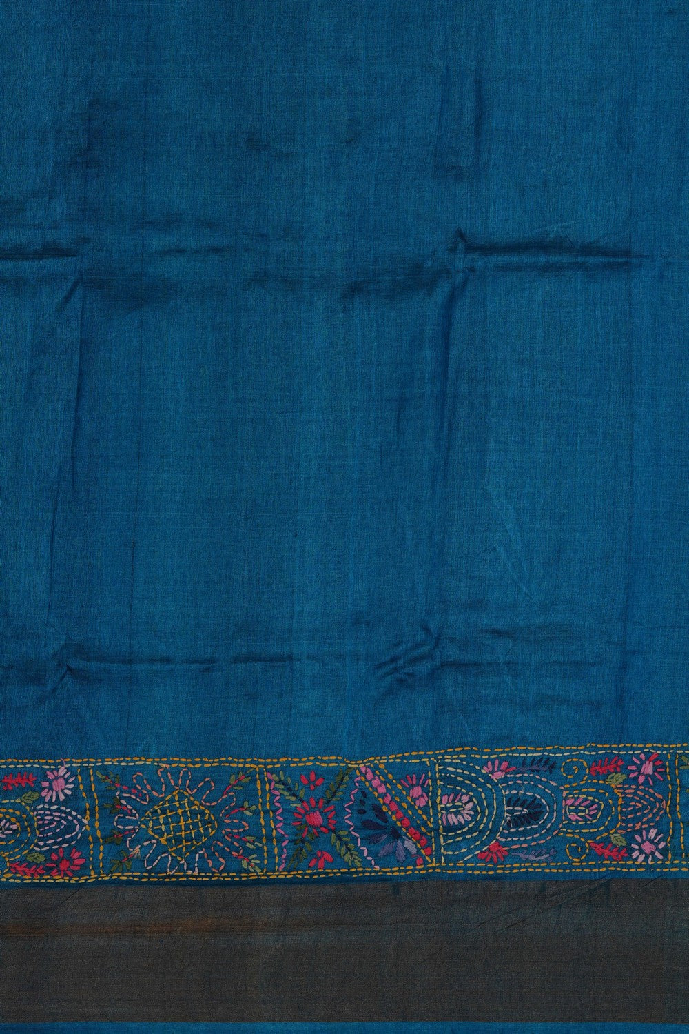 Image of Kantha Embroidery Desi Tussar Silk Saree
