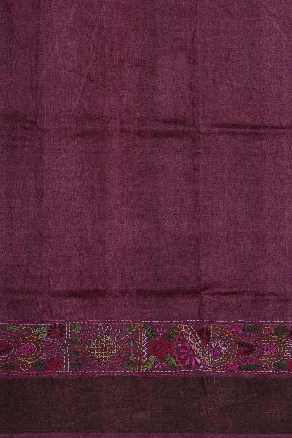 Image of Kantha Embroidery Desi Tussar Silk Saree