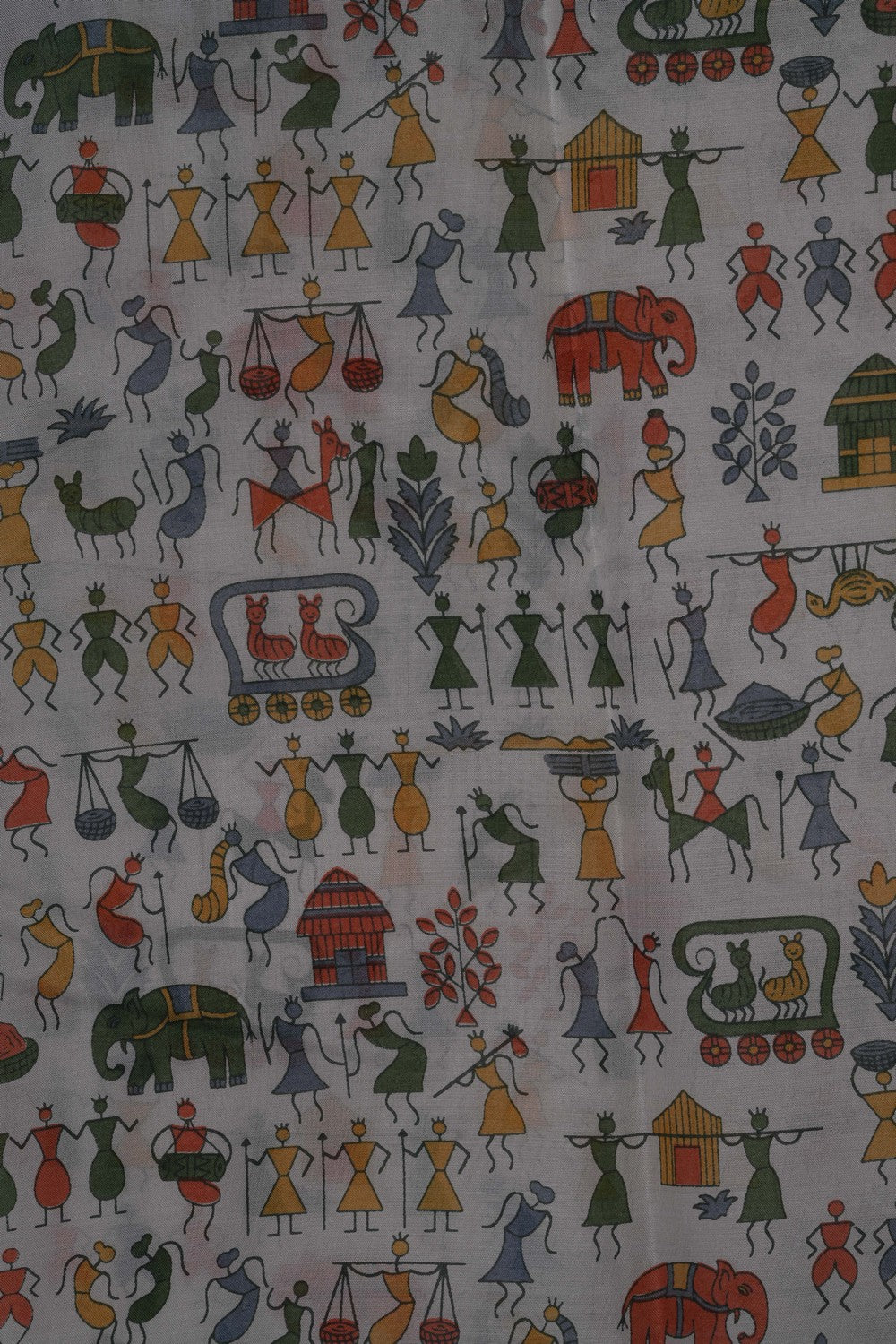 Image of Off-White Warli Tribal Printed Saree