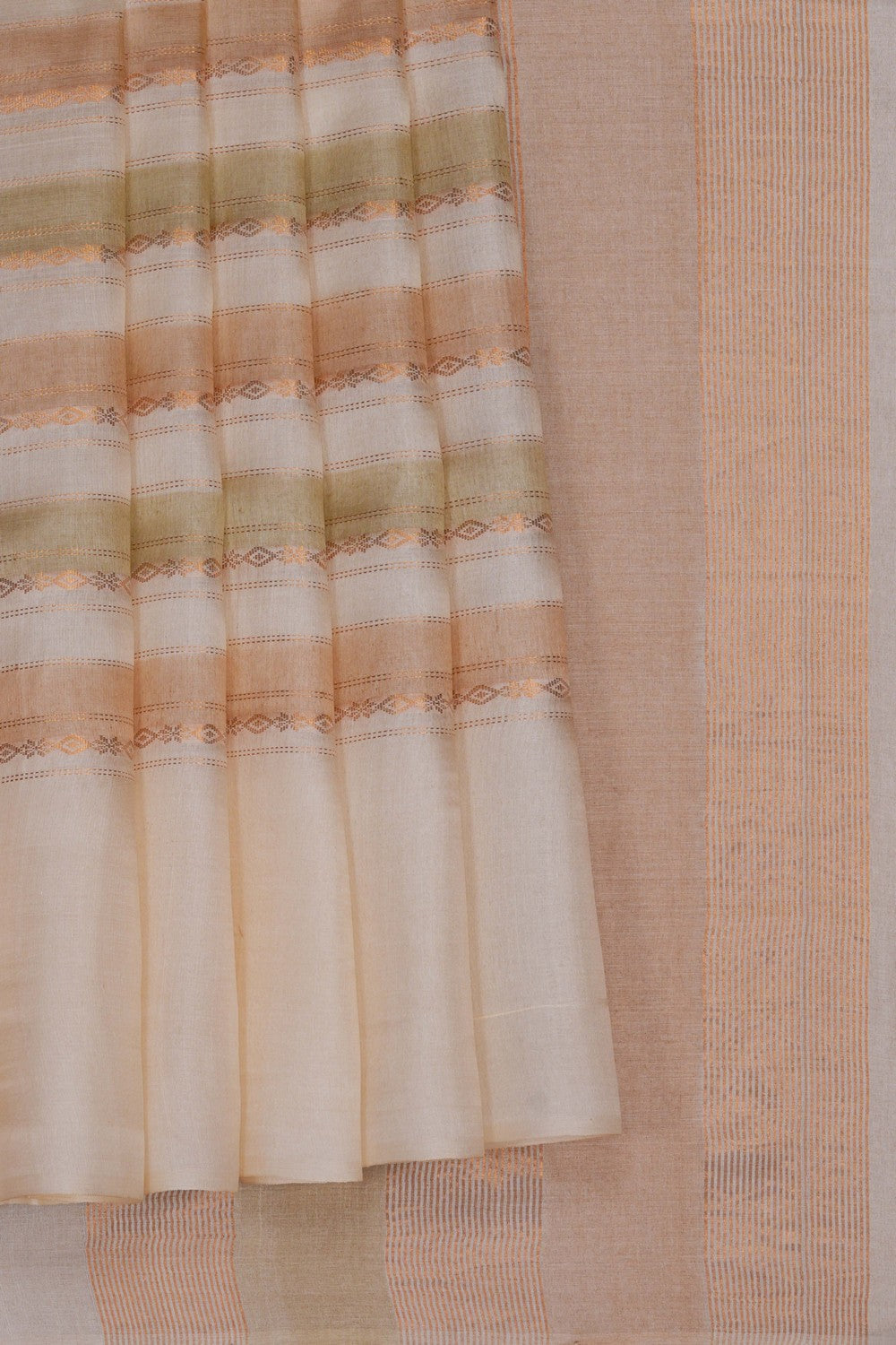 Image of Off-White Desi Tussar Silk Saree