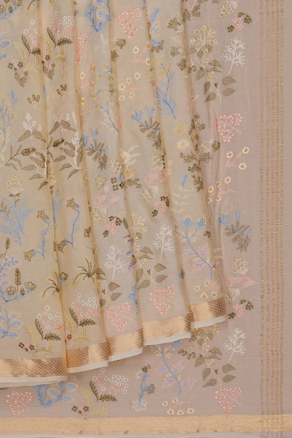 Image of Crepe Silk Embroidery Saree