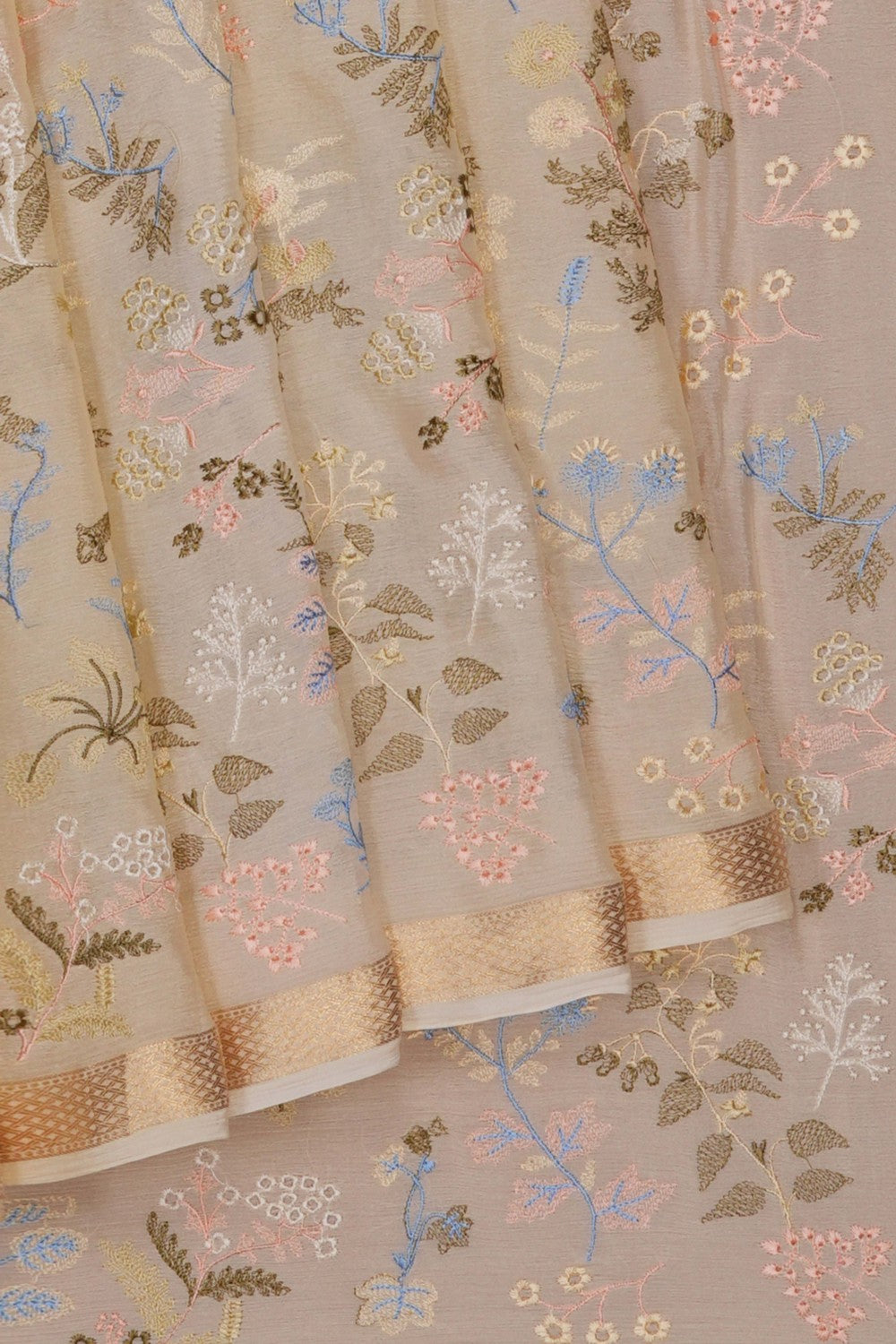 Image of Crepe Silk Embroidery Saree