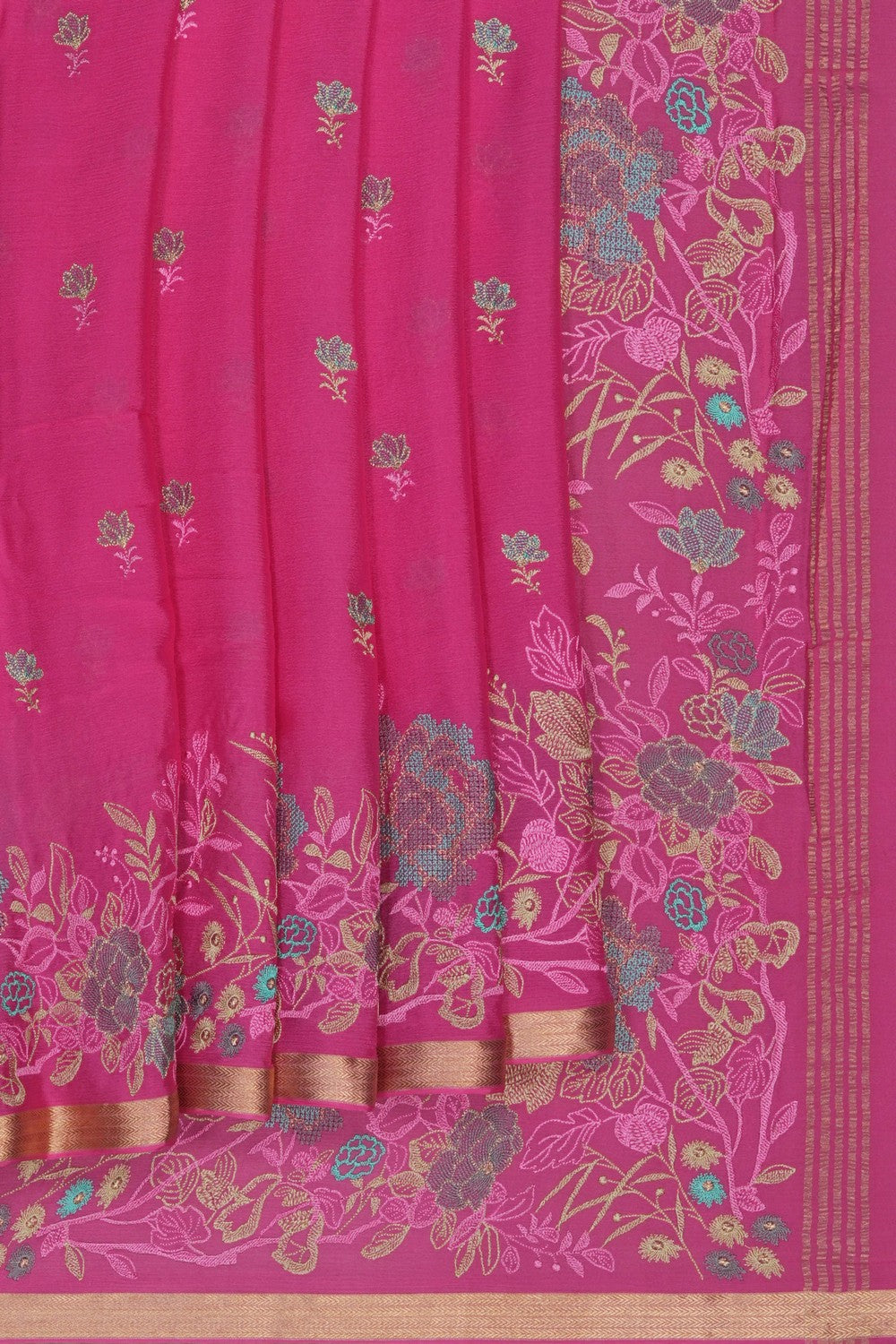 Image of Crepe Silk Embroidery Saree