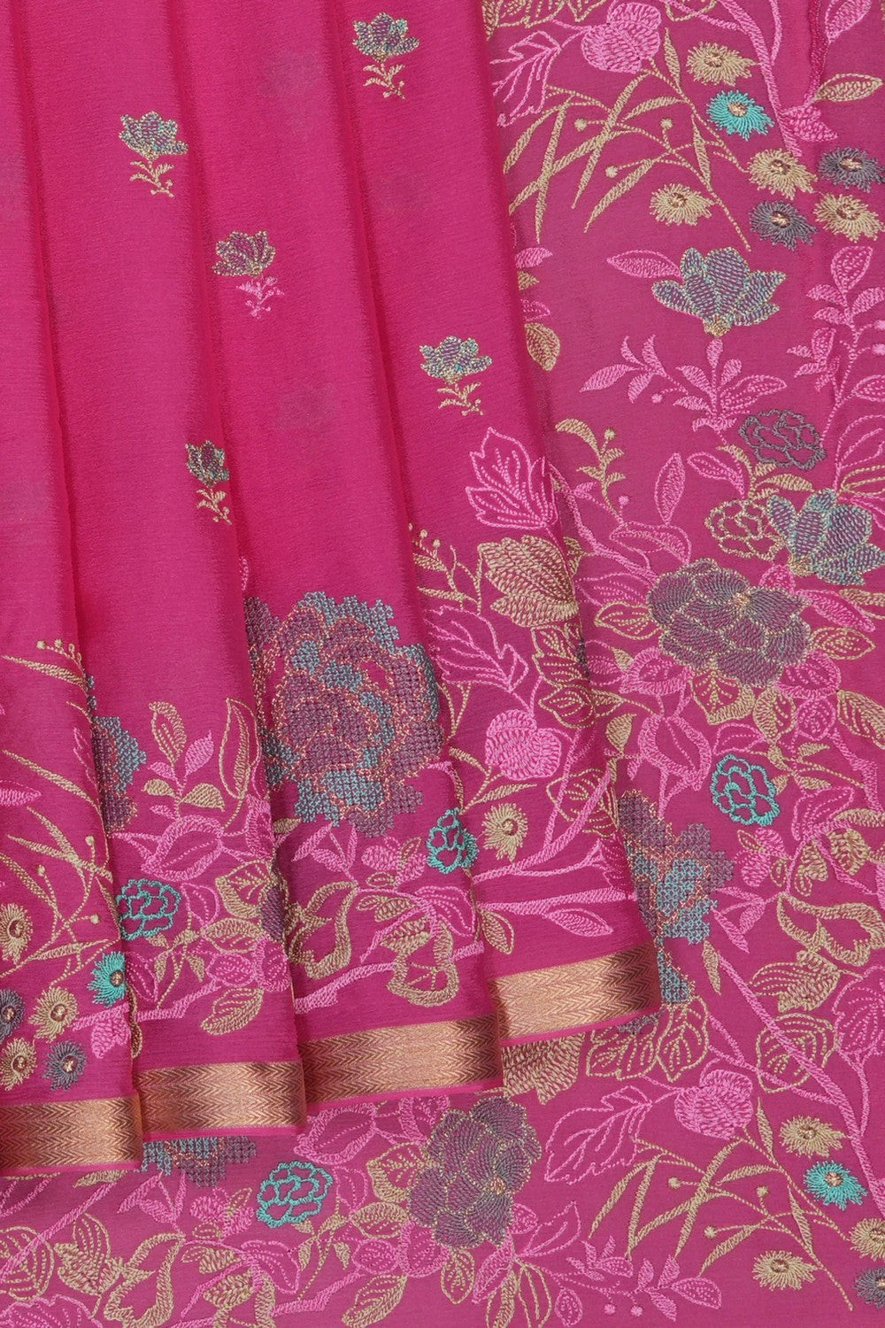 Image of Crepe Silk Embroidery Saree