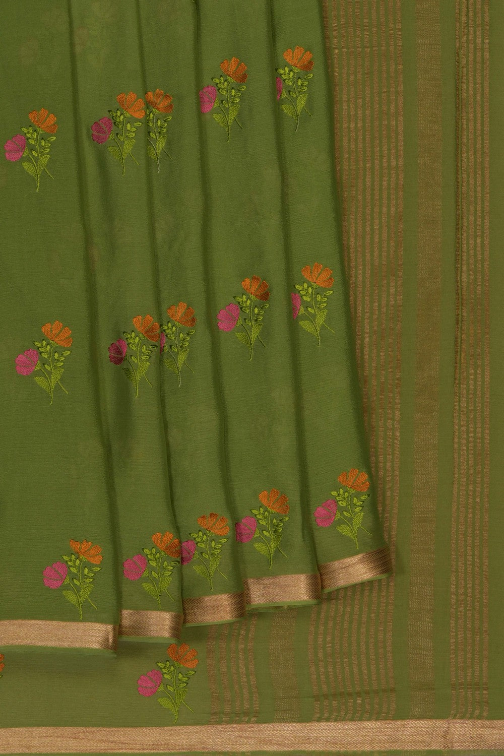 Image of Crepe Silk Embroidery Saree