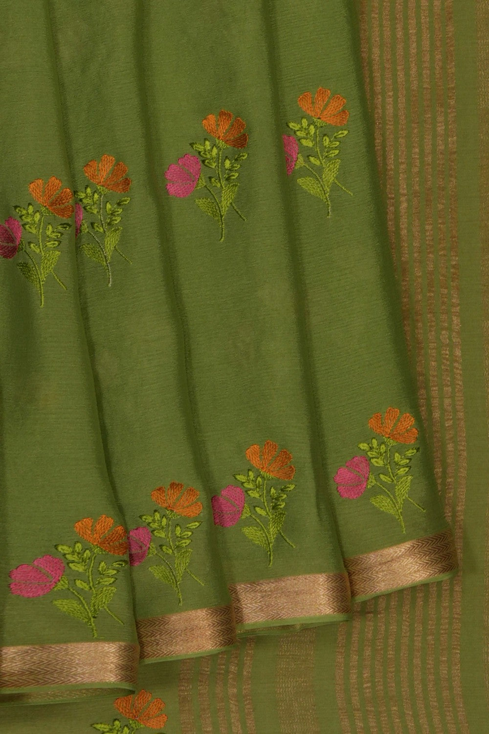 Image of Crepe Silk Embroidery Saree
