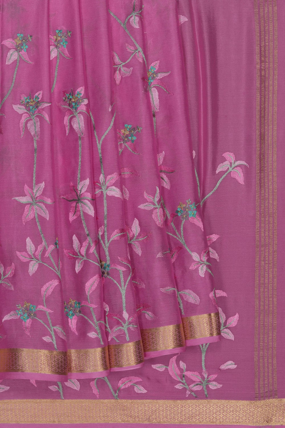 Image of Crepe Silk Embroidery Saree