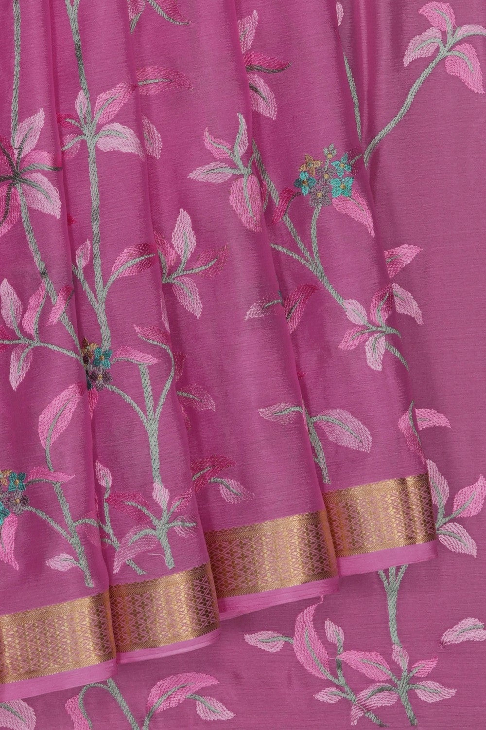 Image of Crepe Silk Embroidery Saree
