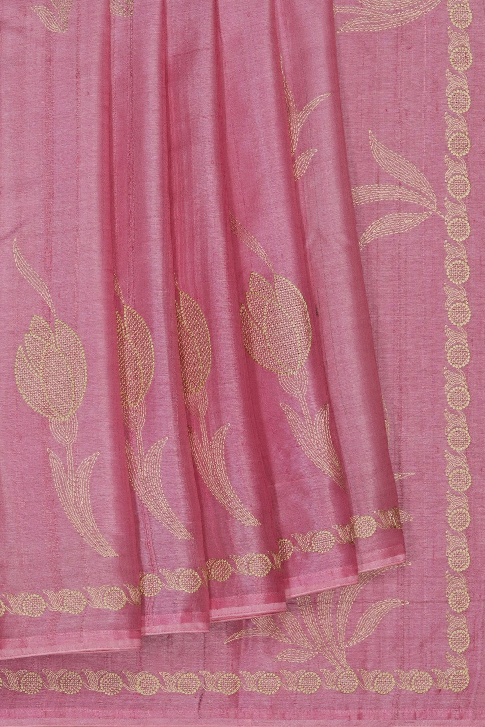 Image of Desi Tussar Silk Embroidery Saree
