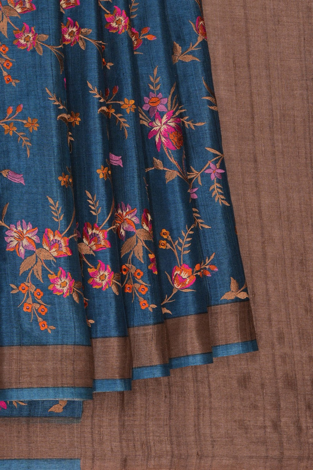 Image of Desi Tussar Silk Embroidery Saree