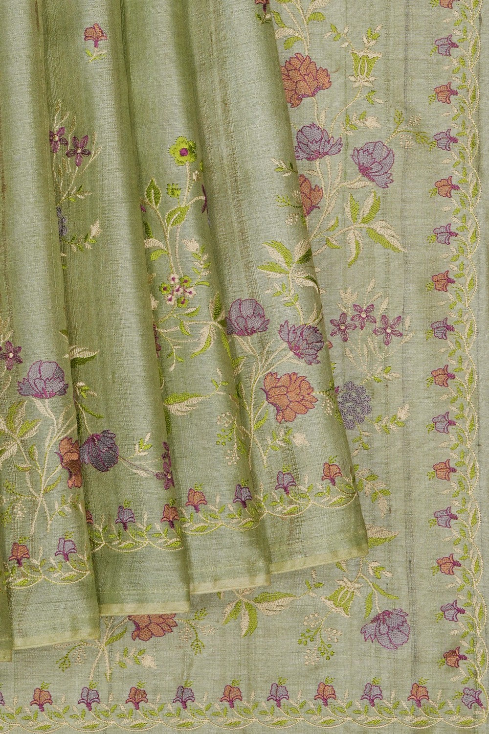 Image of Desi Tussar Silk Embroidery Saree