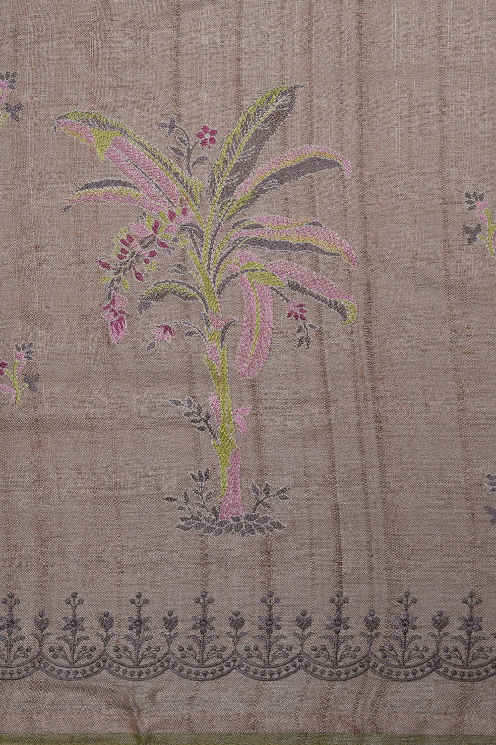 Image of Desi Tussar Silk Embroidery Saree