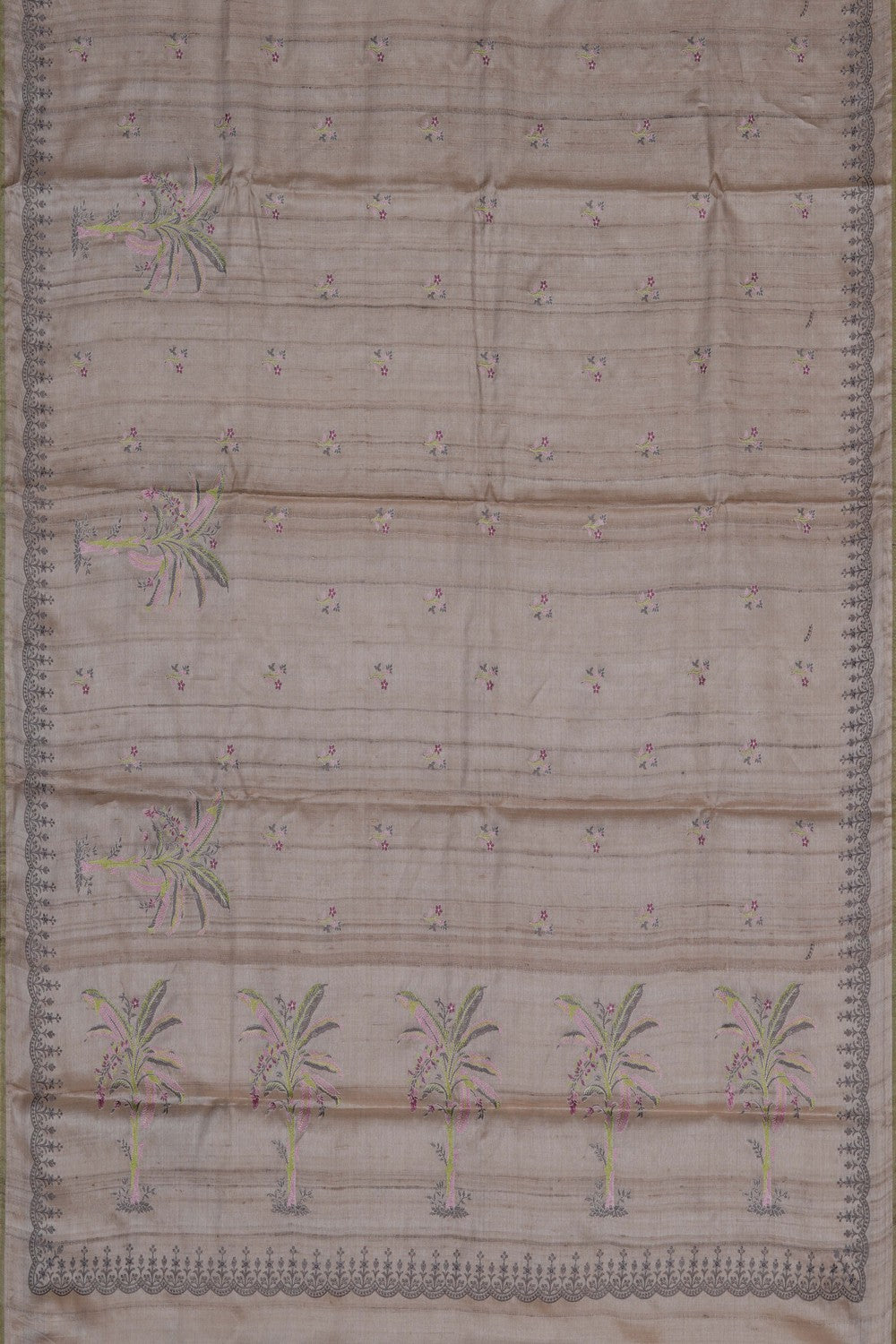 Image of Desi Tussar Silk Embroidery Saree