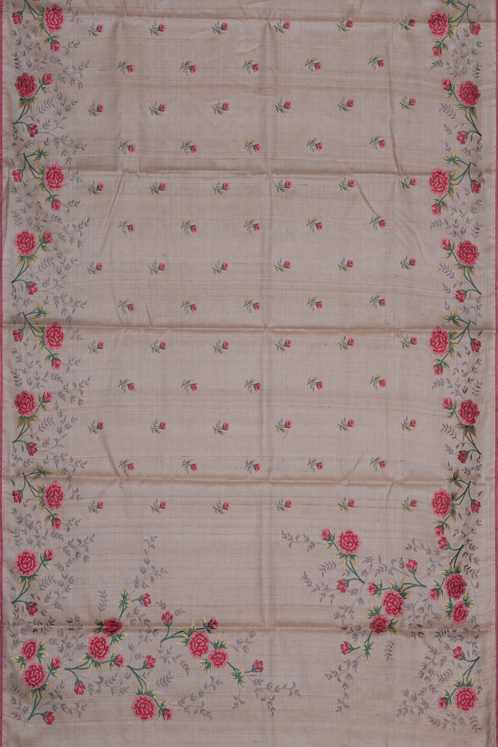 Image of Desi Tussar Silk Embroidery Saree