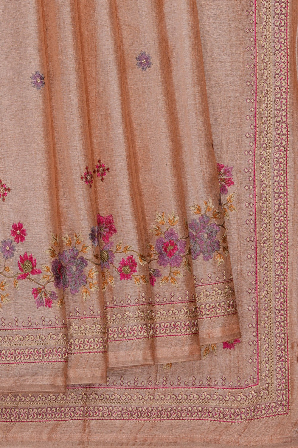 Image of Desi Tussar Silk Embroidery Saree