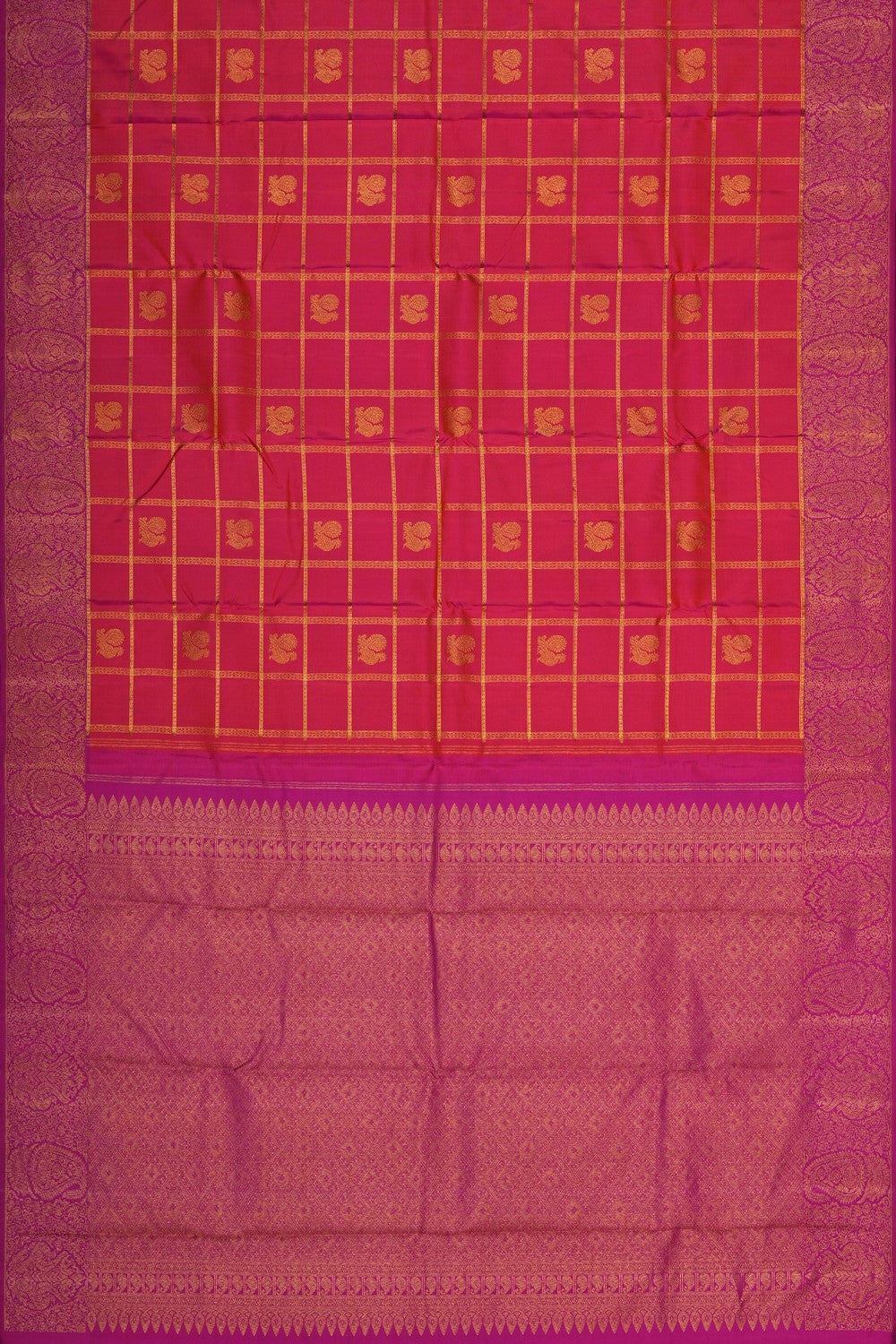Image of Orange Arani Silk Kattam Saree