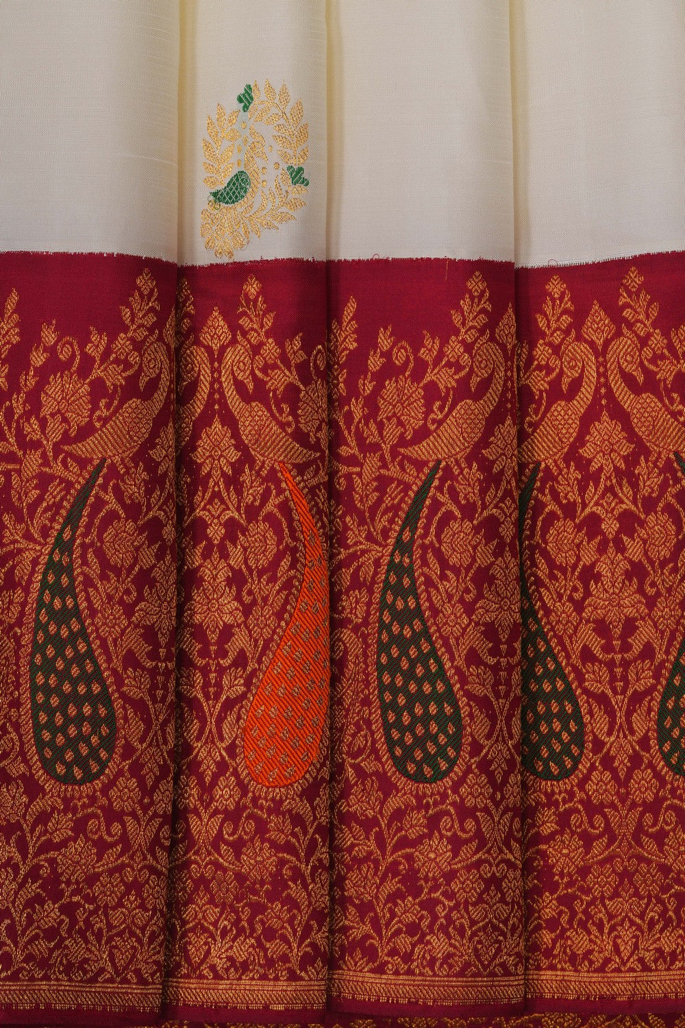 Image of Off-White Arani Silk Saree