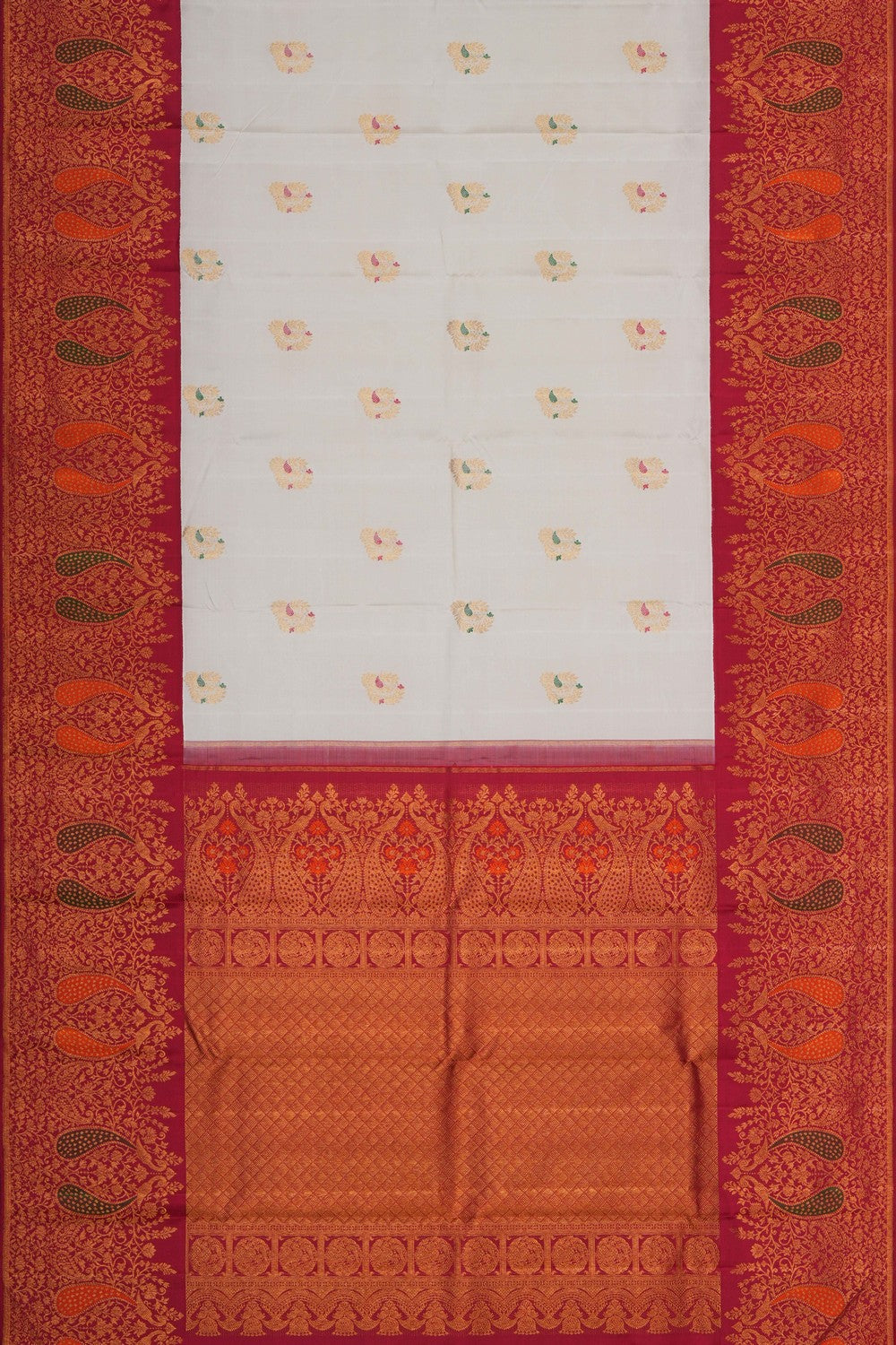 Image of Off-White Arani Silk Saree