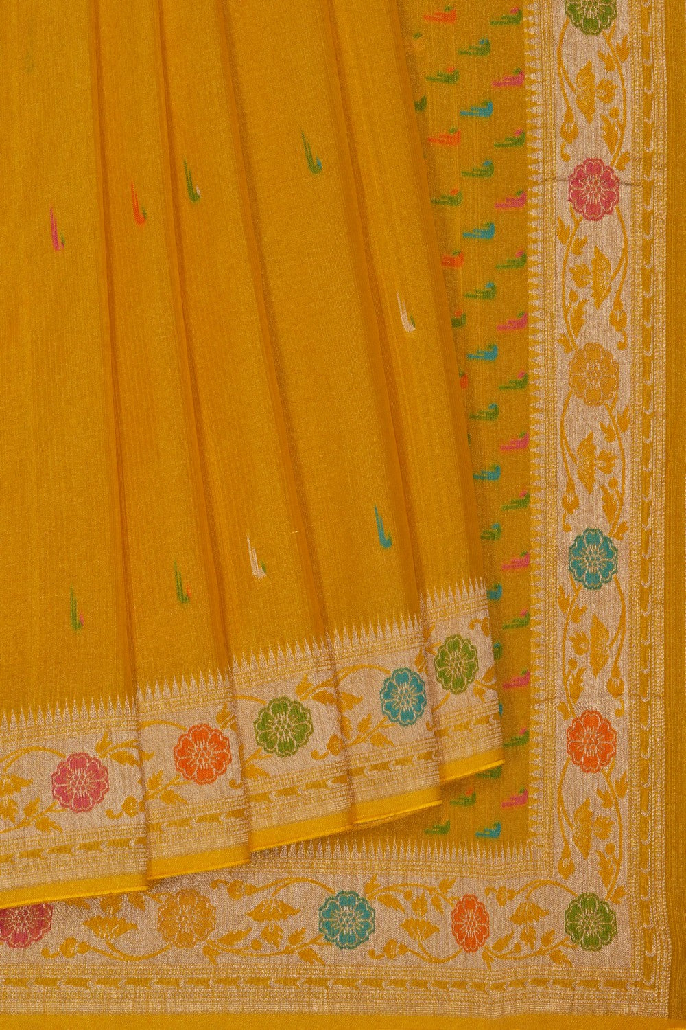 Image of Yellow Tissue Silk Saree