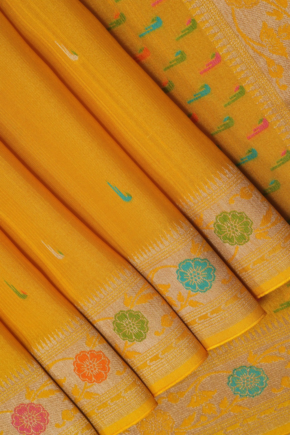 Image of Yellow Tissue Silk Saree