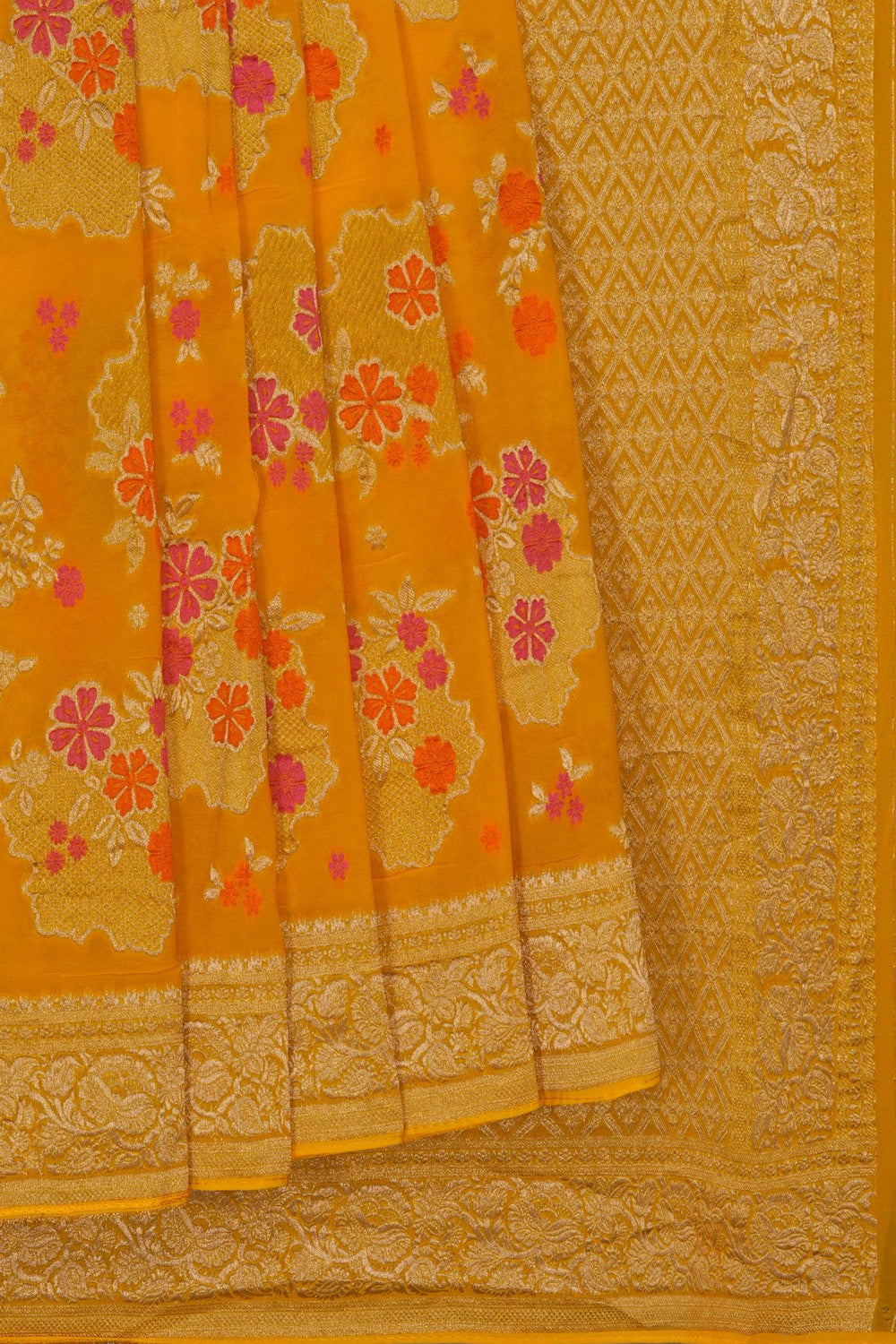 Image of Yellow Georgette Saree