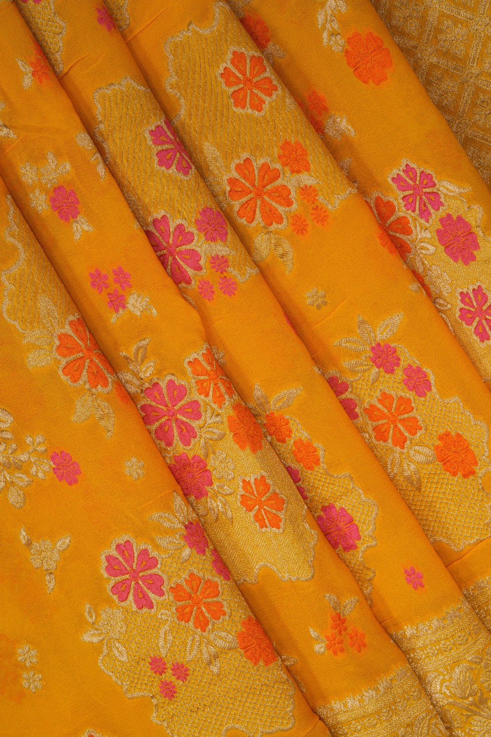 Image of Yellow Georgette Saree