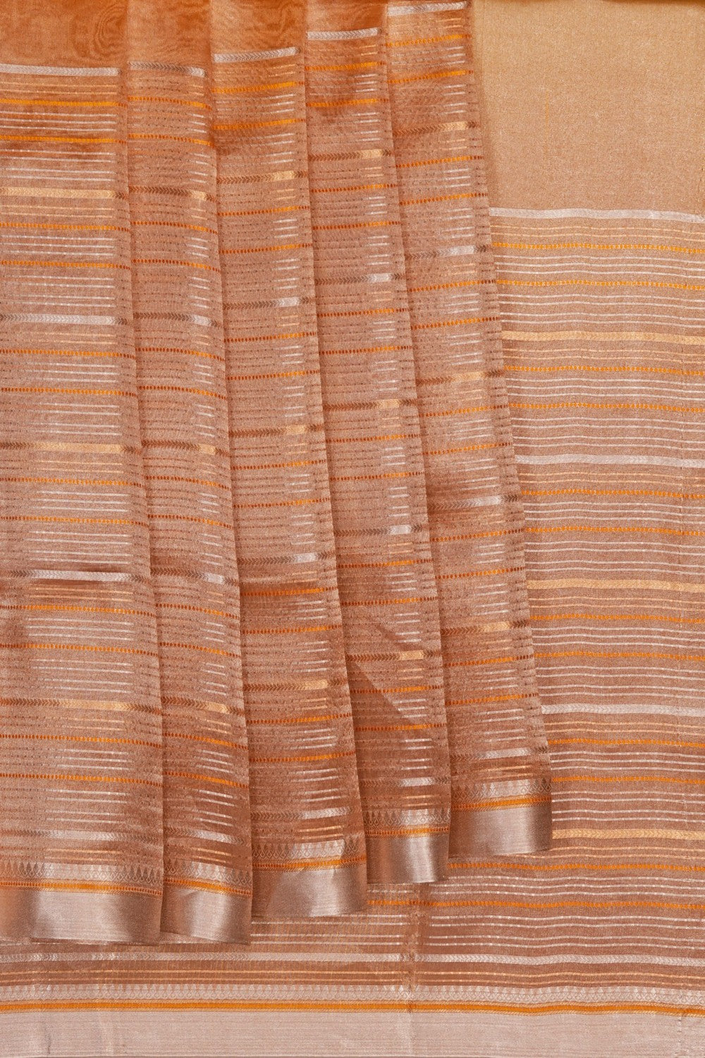 Image of Gold Chanderi Tissue Silk Saree