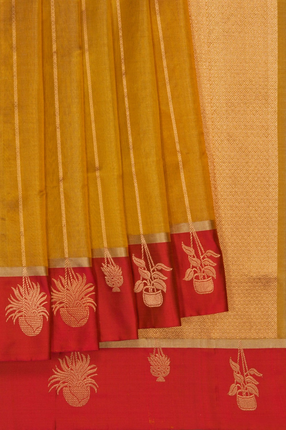 Image of Gold Chanderi Tissue Silk Saree