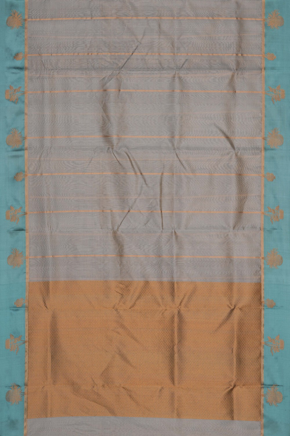 Image of Silver Chanderi Tissue Silk Saree