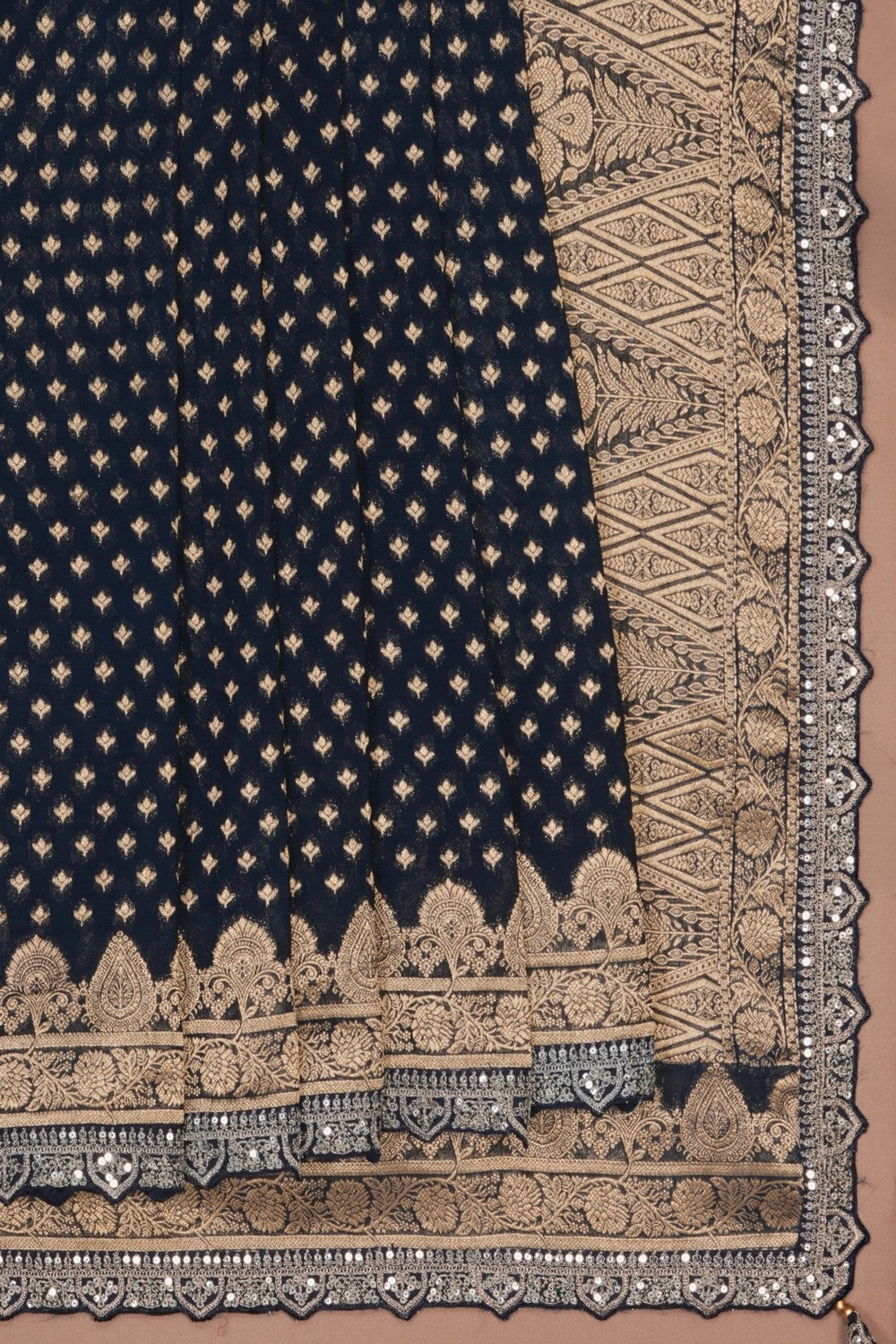 Image of Blue Beautiful Embroidered Georgette Saree