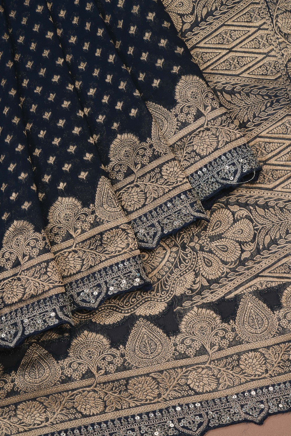 Image of Blue Beautiful Embroidered Georgette Saree