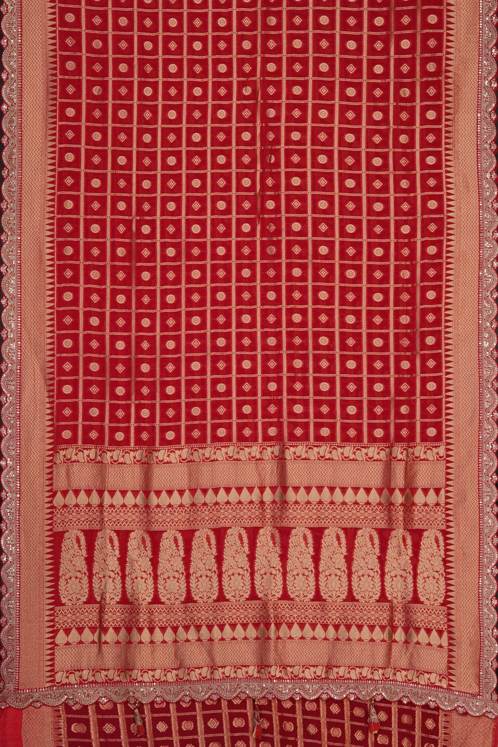 Image of Red Beautiful Embroidered Georgette Saree