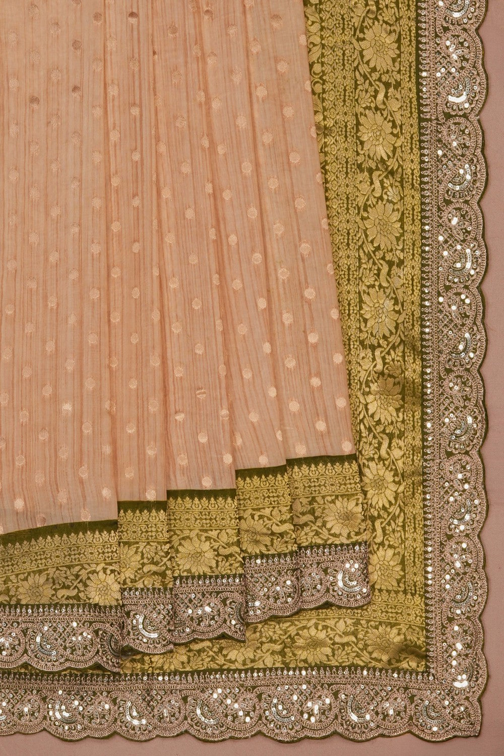 Image of Beige Beautiful Embroidered Georgette Saree