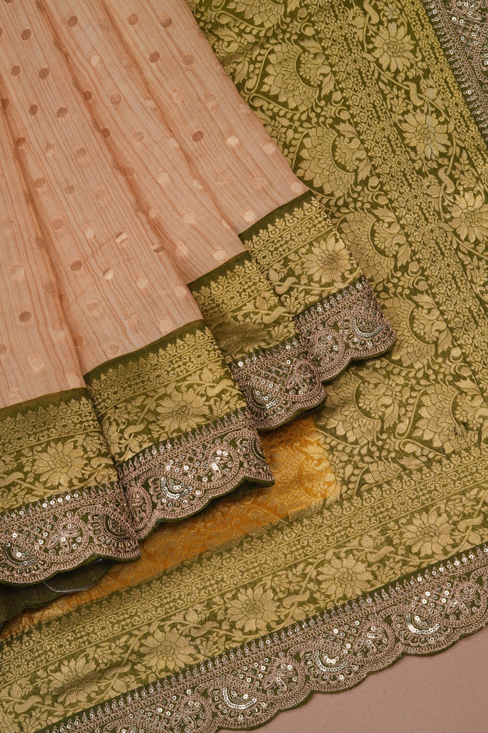 Image of Beige Beautiful Embroidered Georgette Saree
