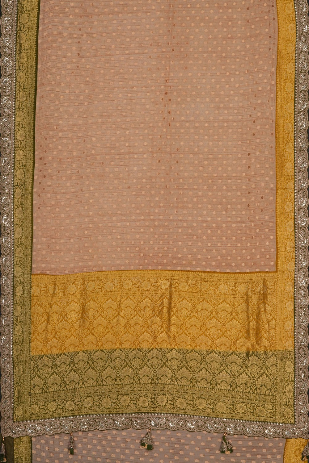 Image of Beige Beautiful Embroidered Georgette Saree