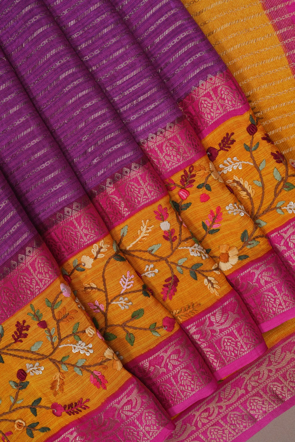 Image of A Purple Embroidered Saree