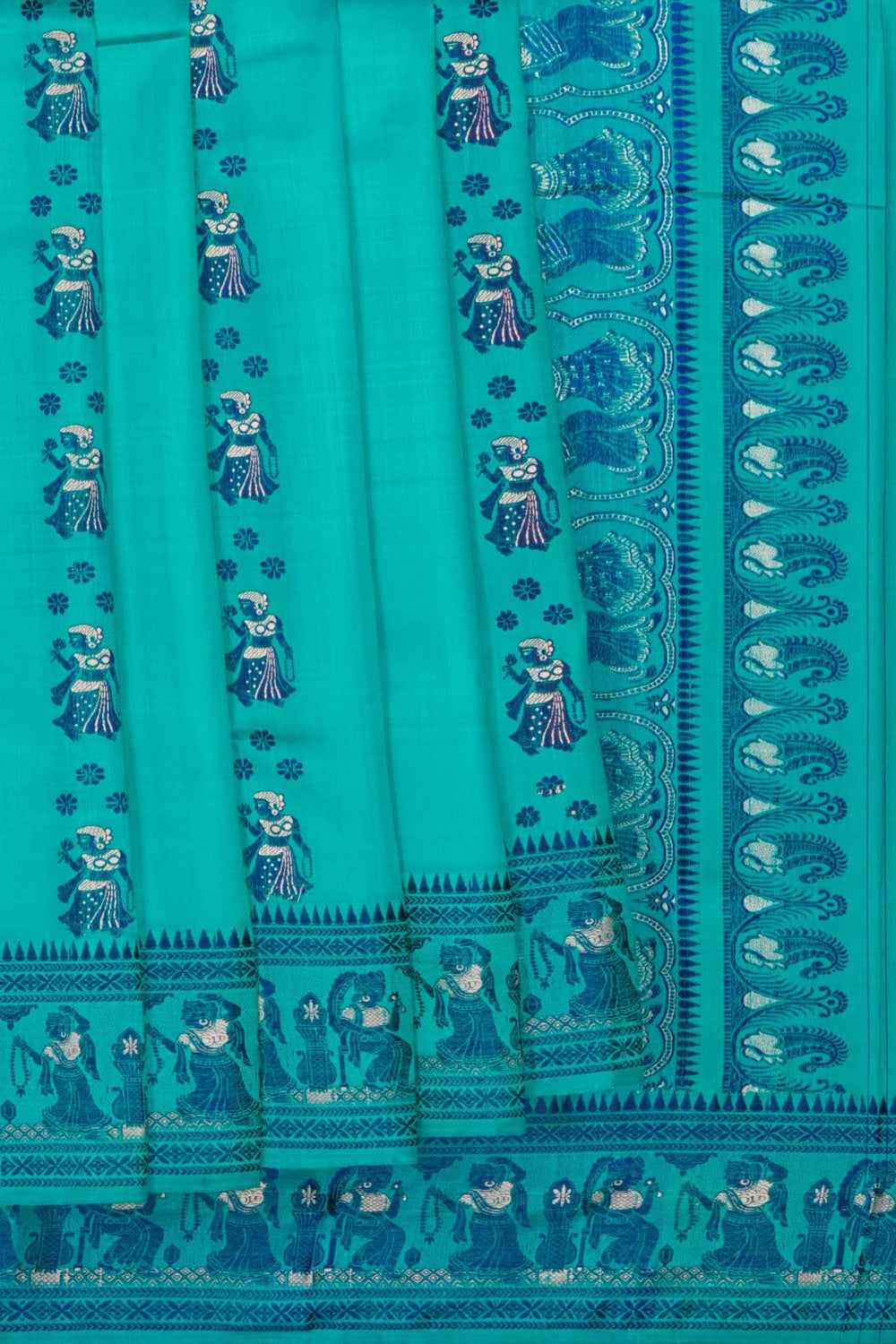 Image of Baluchari Silk Blue Saree