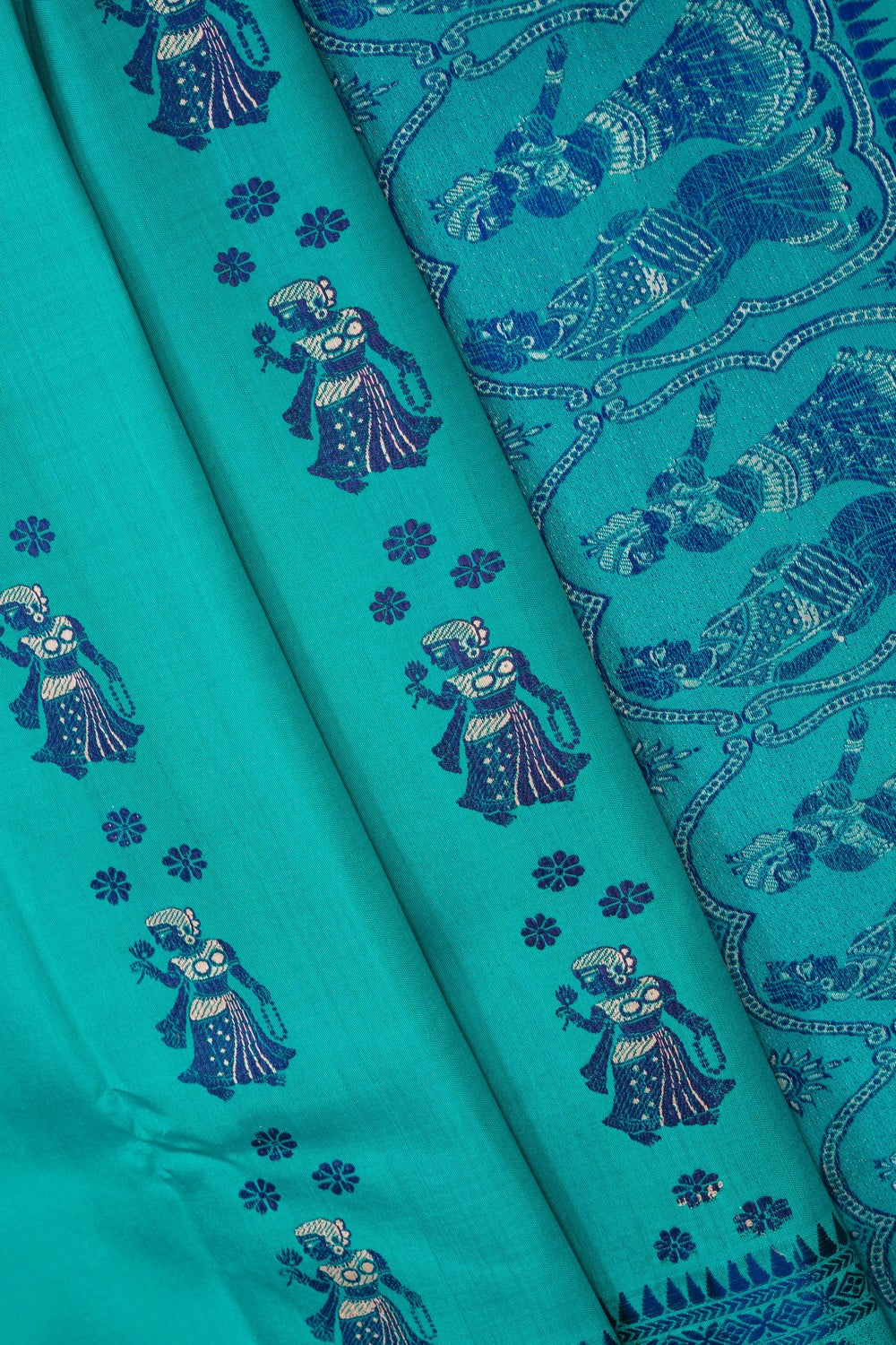 Image of Baluchari Silk Blue Saree