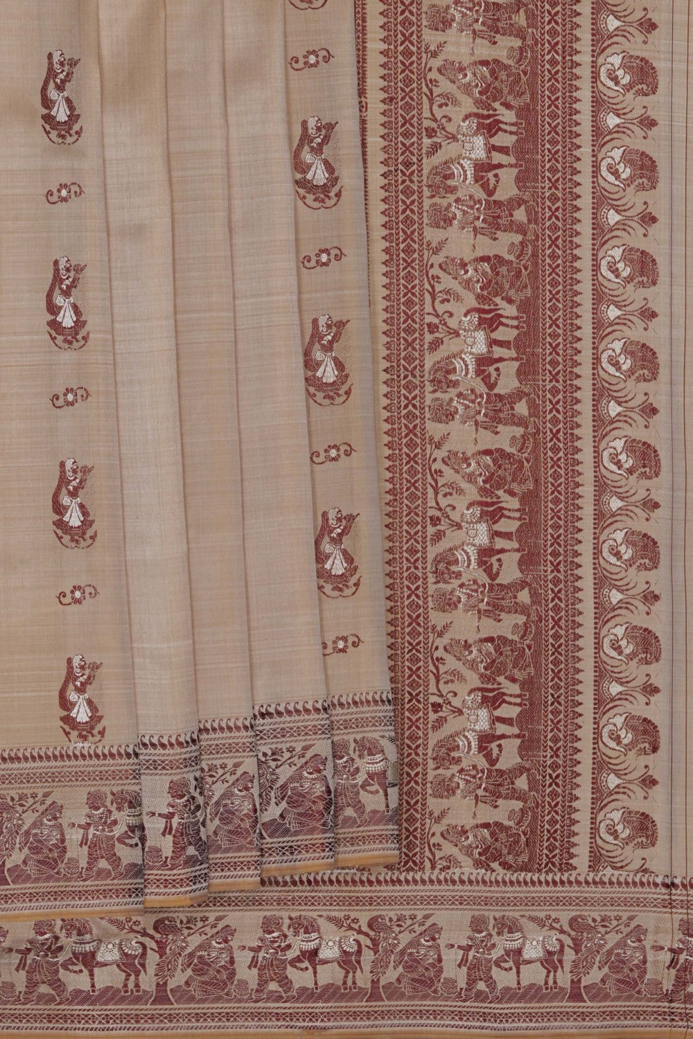 Image of Baluchari Silk Beige Saree