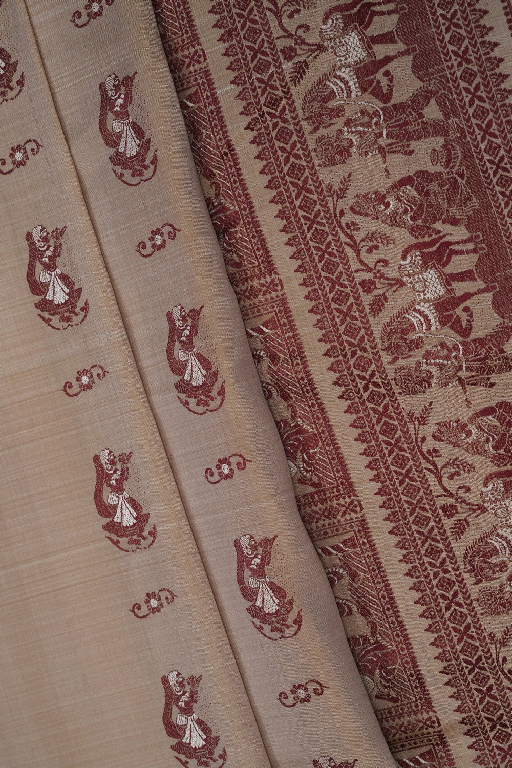 Image of Baluchari Silk Beige Saree