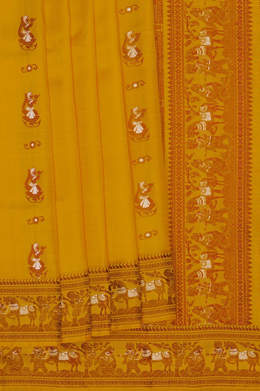 Image of Baluchari Silk Mustard Saree
