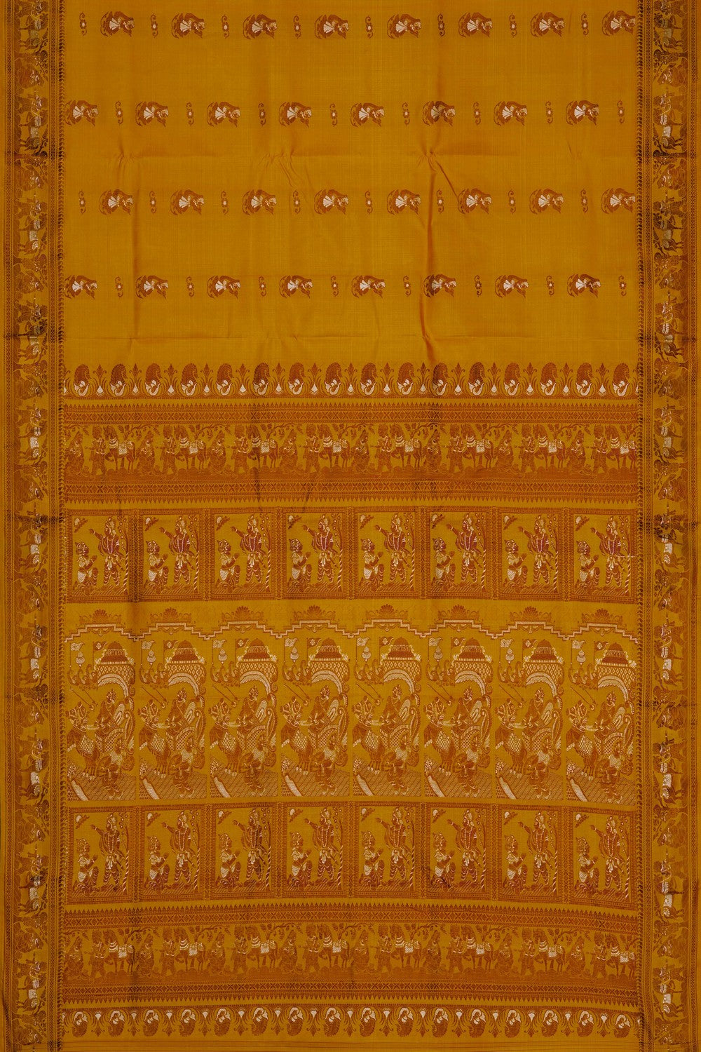 Image of Baluchari Silk Mustard Saree