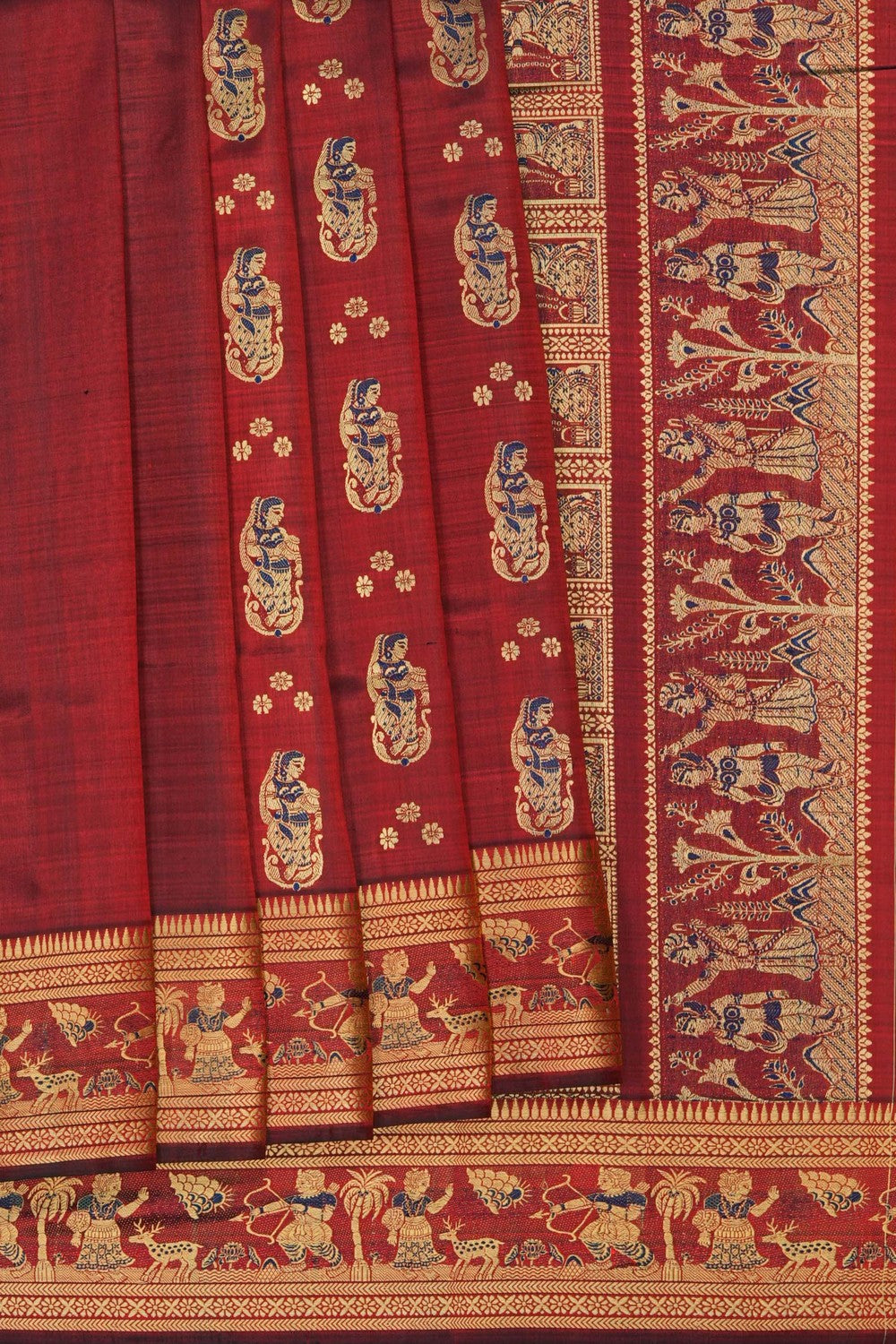Image of Baluchari Silk Red Saree
