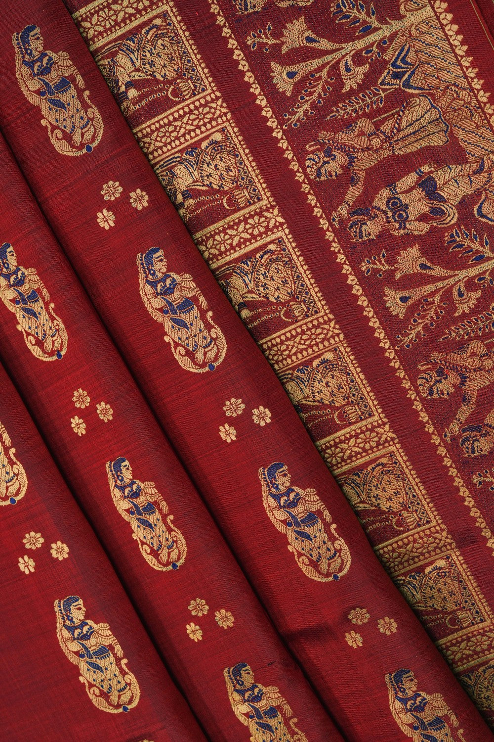 Image of Baluchari Silk Red Saree