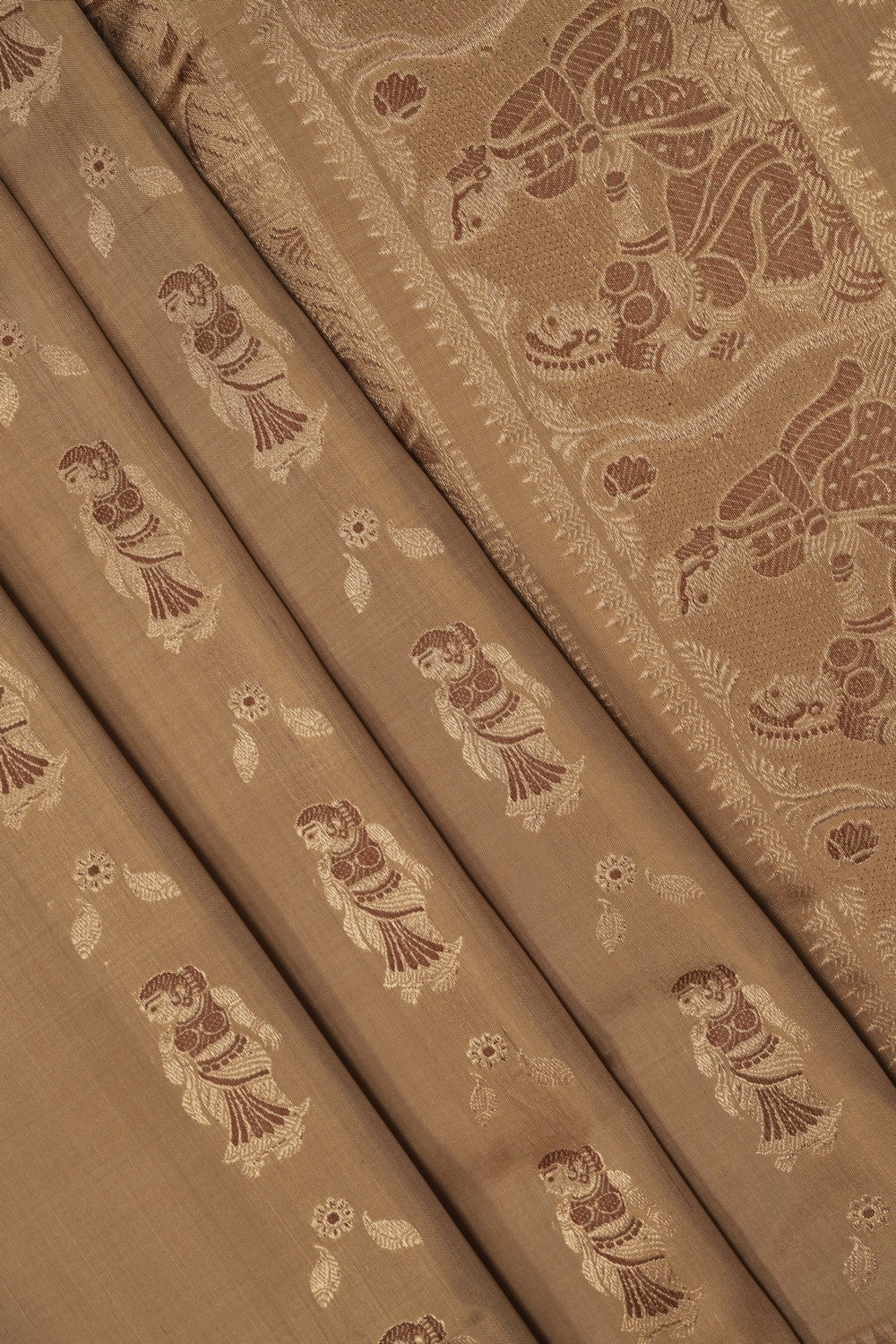 Image of Baluchari Silk Beige Saree