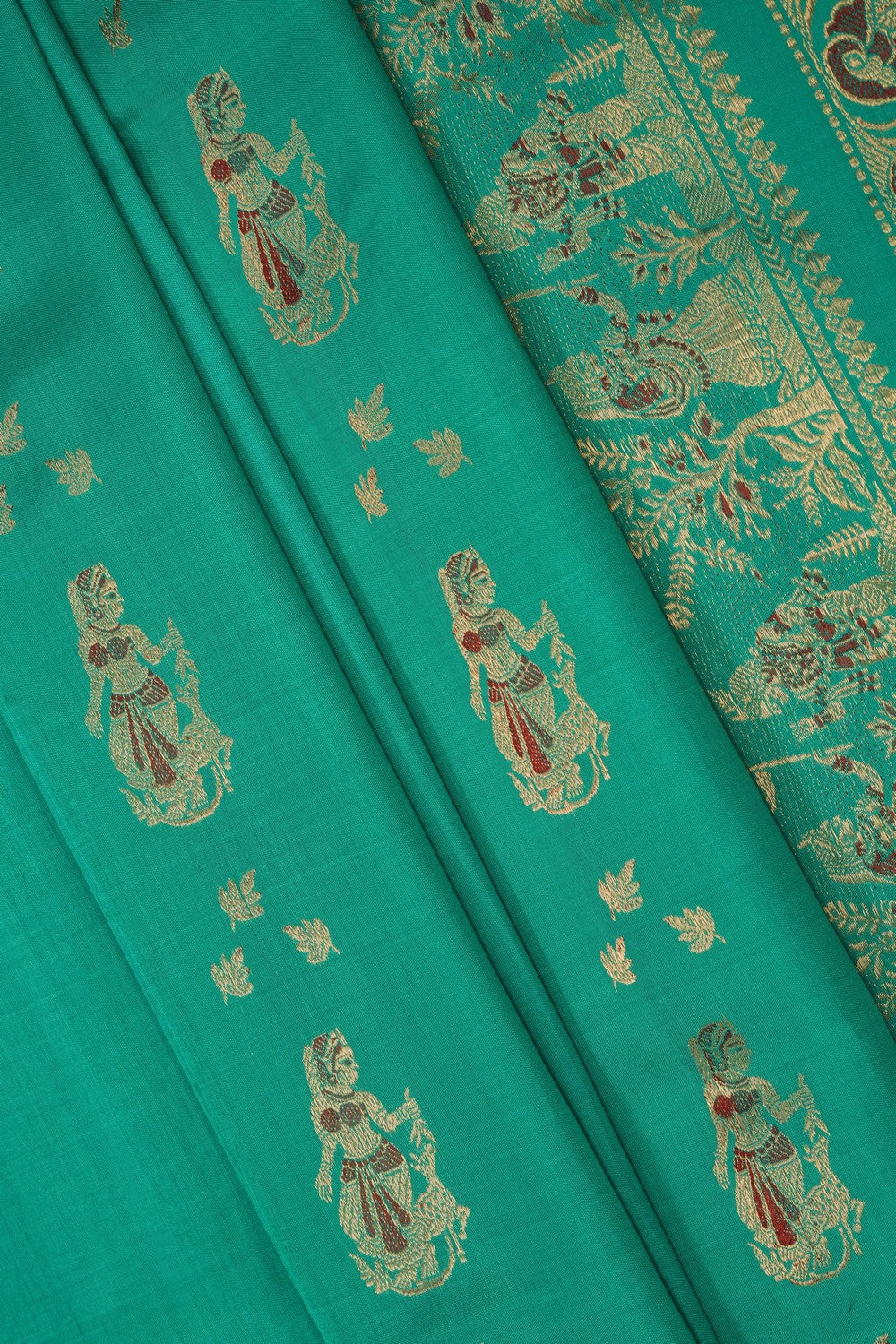 Image of Baluchari Silk Sea Green Saree