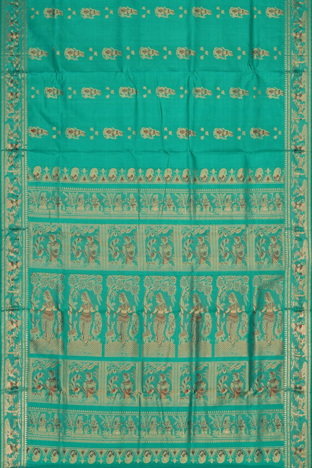 Image of Baluchari Silk Sea Green Saree
