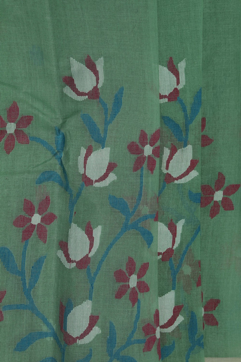 Image of The Dhakai Jamdani Craft Green Saree
