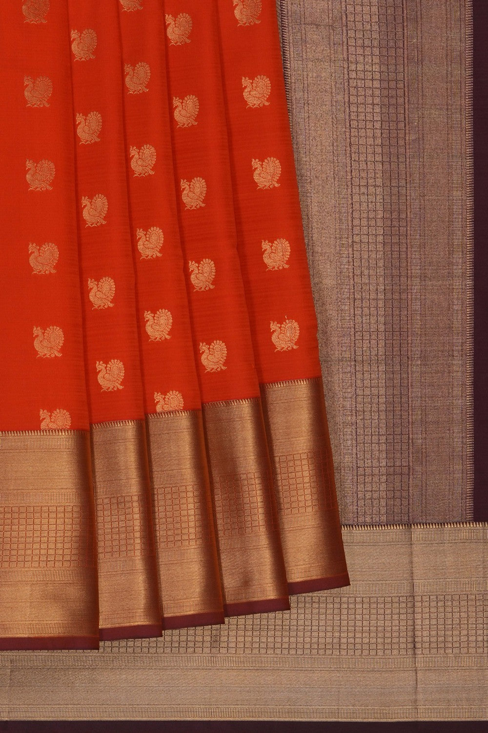 Image of Orange South Silk Saree