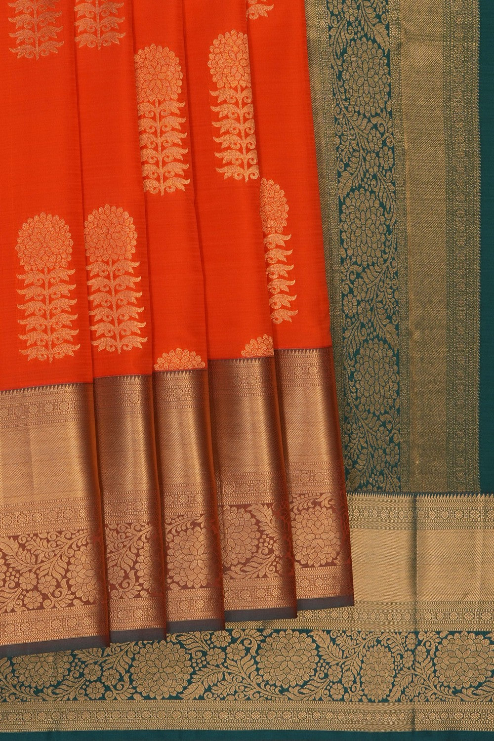 Image of Orange South Silk Saree